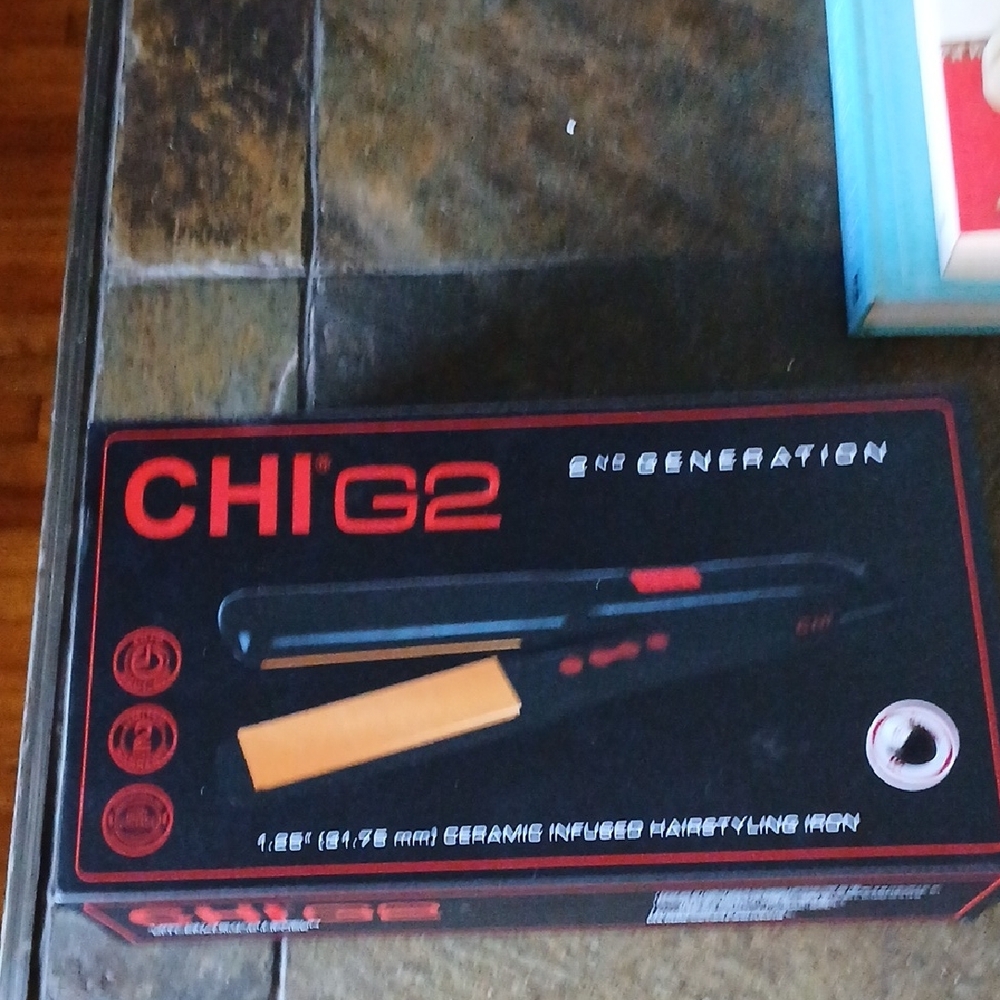 CHI G2 1.25" Ceramic Infused Hair Styling Iron - Black/Red.     D